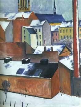 August Macke : The Church of St Mary in Bonn in Snow